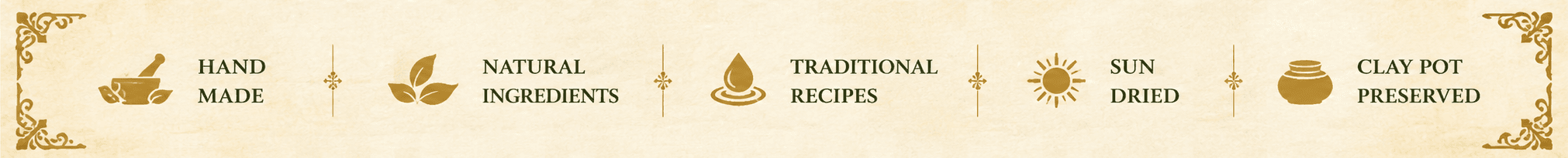 Trust Indicators: Handmade in small batches, Traditional family recipes, No artificial preservatives, Premium quality ingredients, Pan India delivery