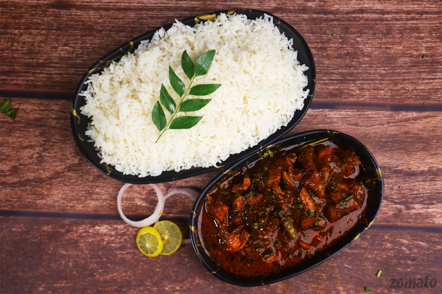 White Rice With Natukodi Curry